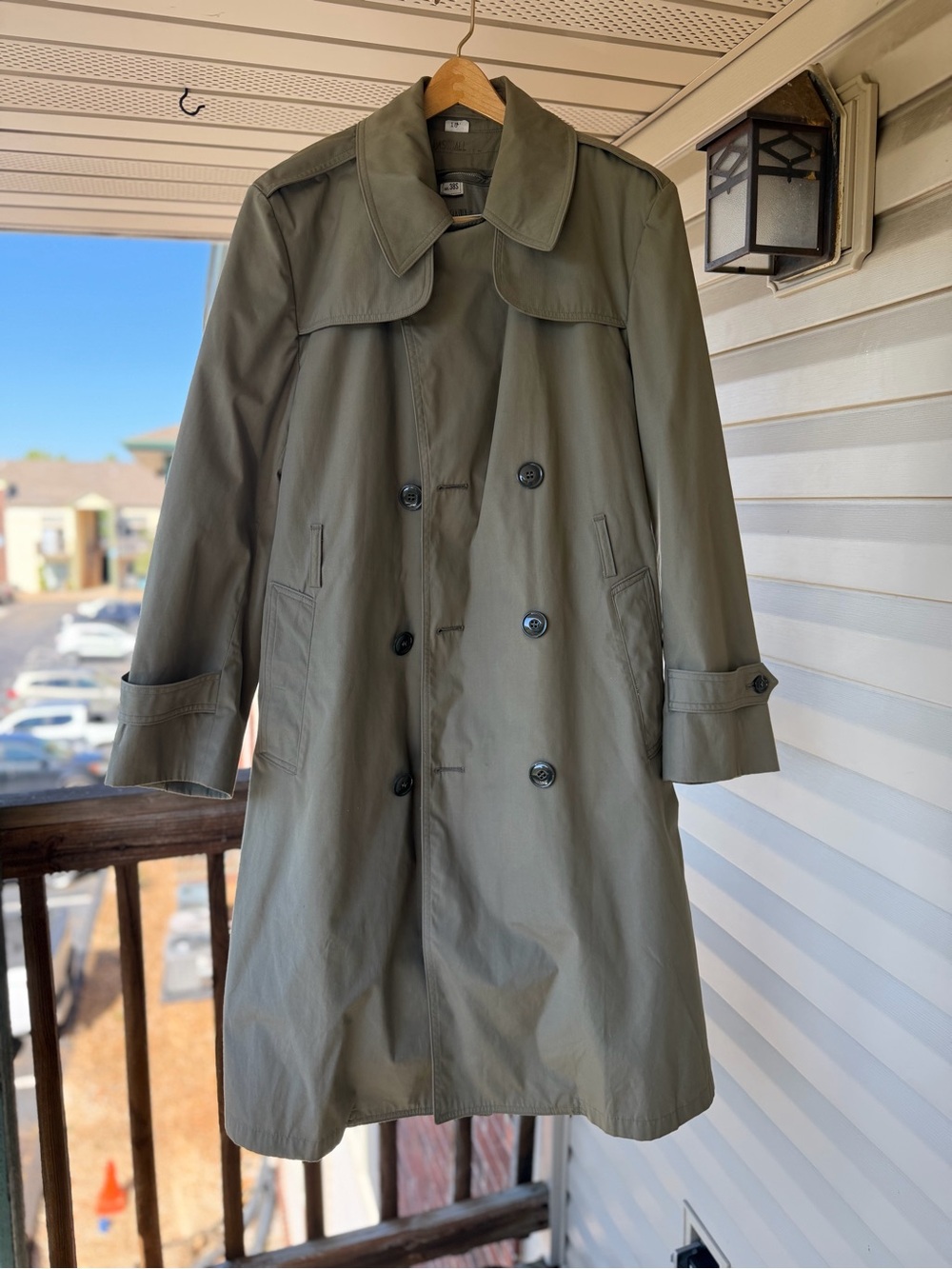 Men's Olive Trench Coat - Classic Double-Breasted Jacket